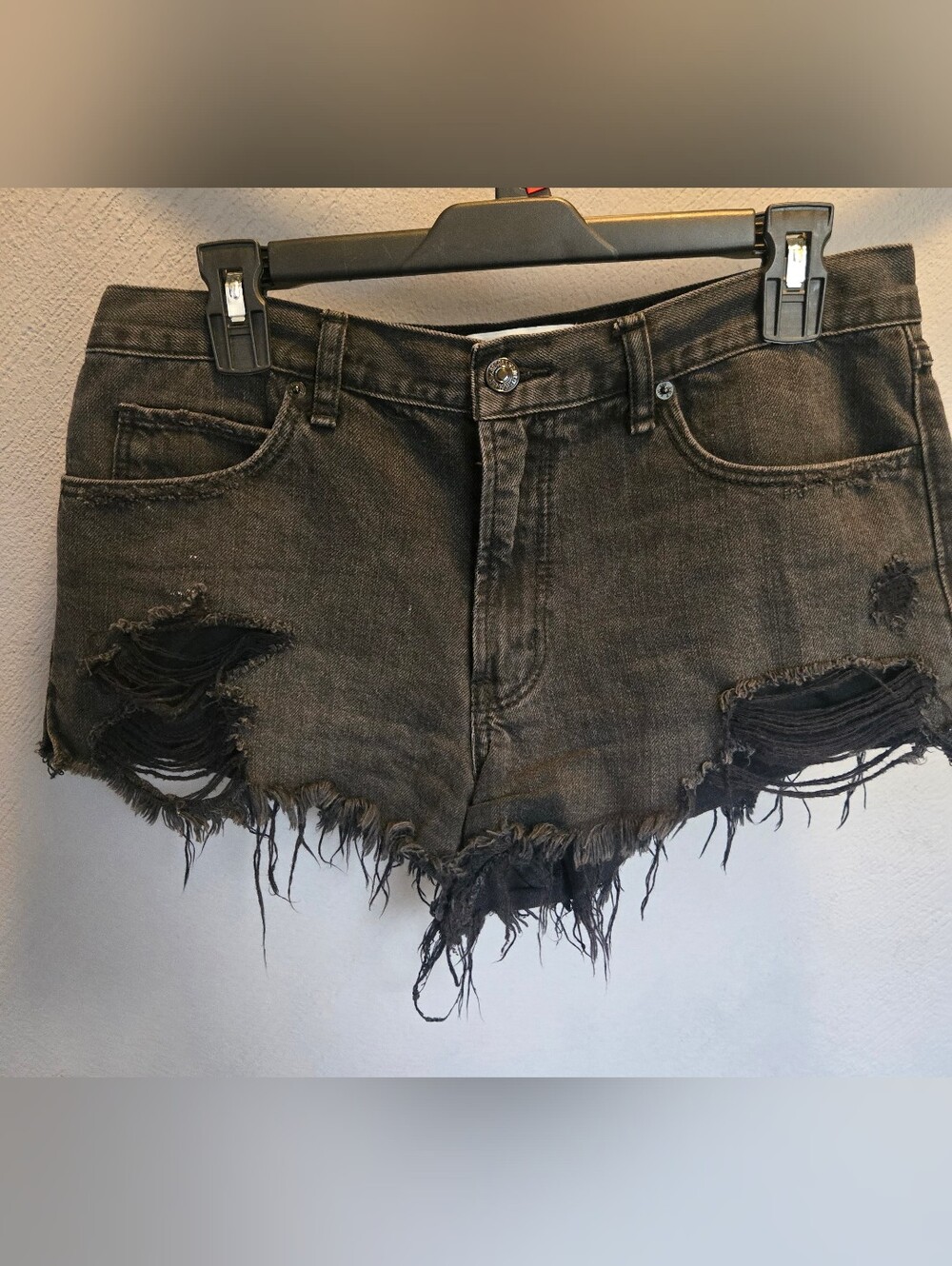 Women’s Black Distressed Denim Shorts
